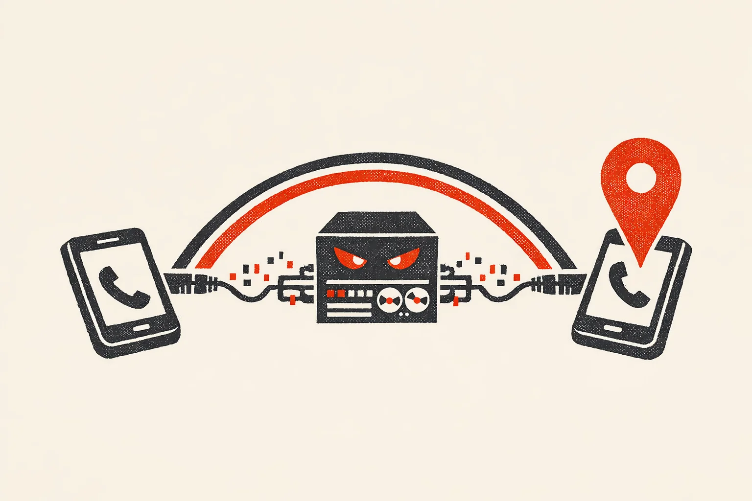 A call relayed through a server that can see the recipient's address