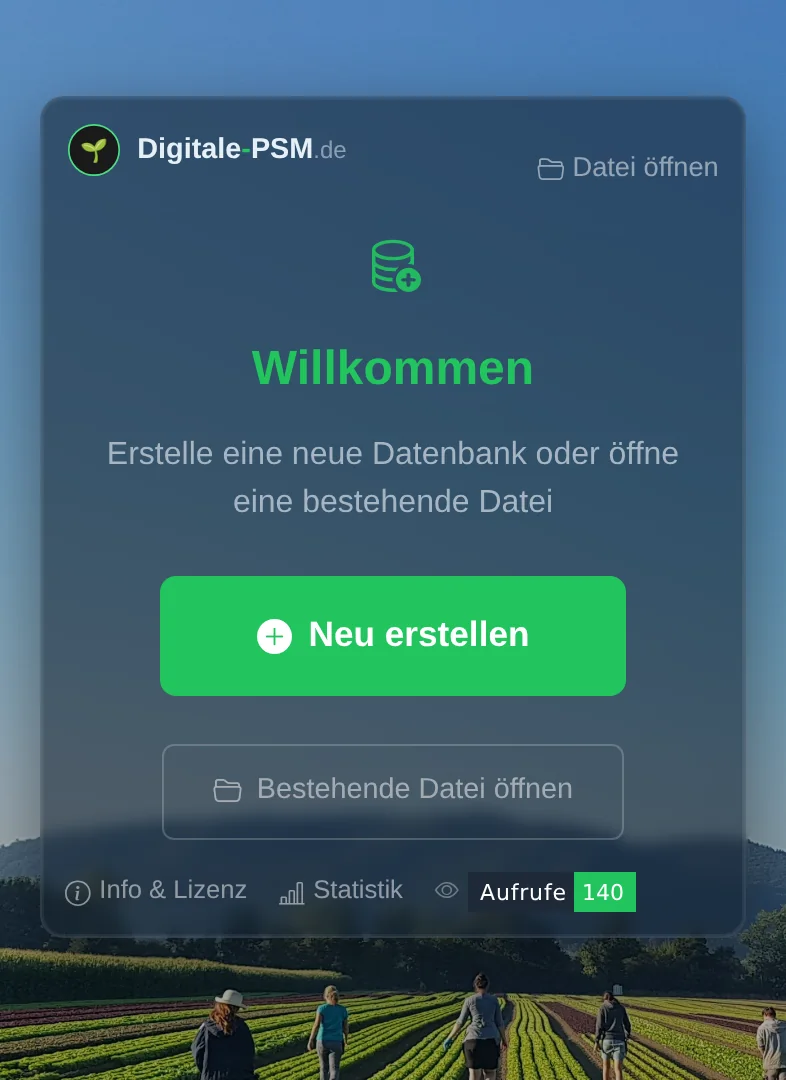 Start screen of Digitale PSM on a phone